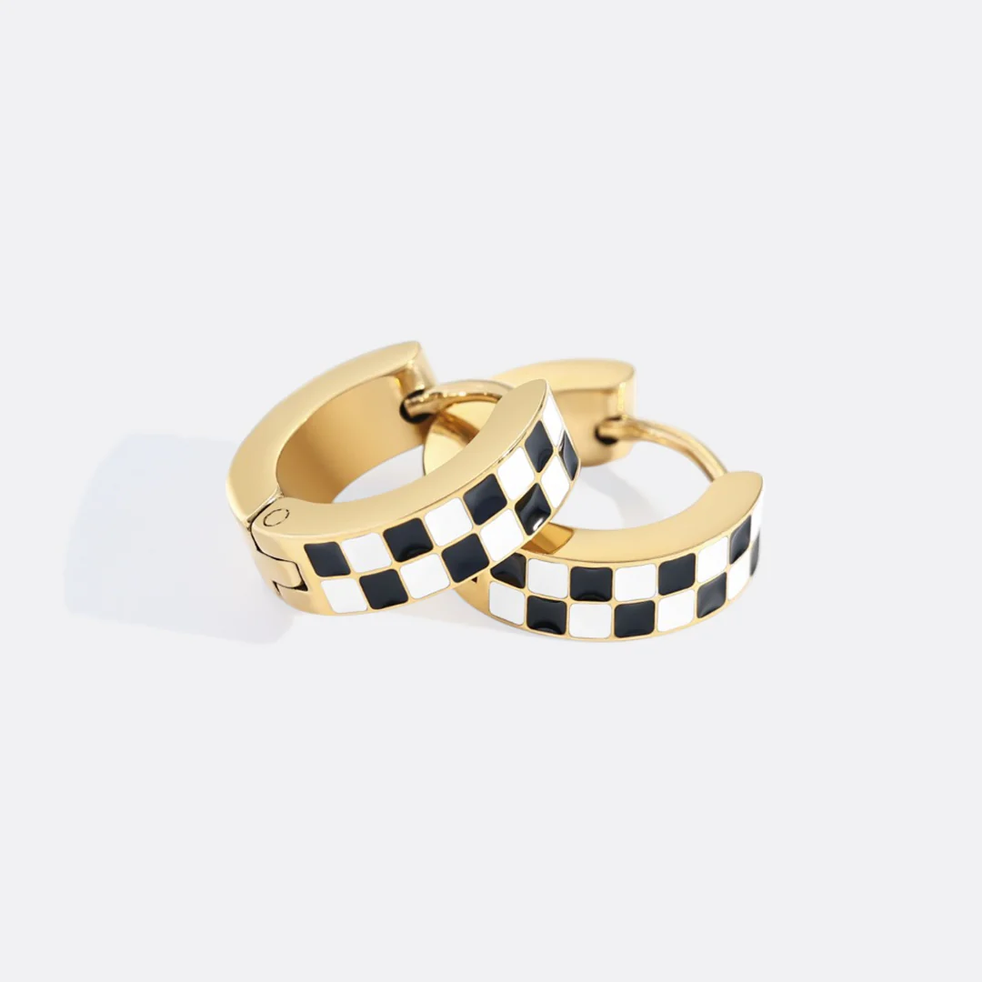 Checkered Hoop Earrings - Image 7