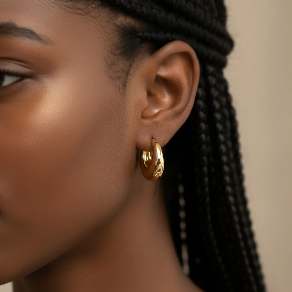 Chunky Round Dome Huggie Earrings - Image 10