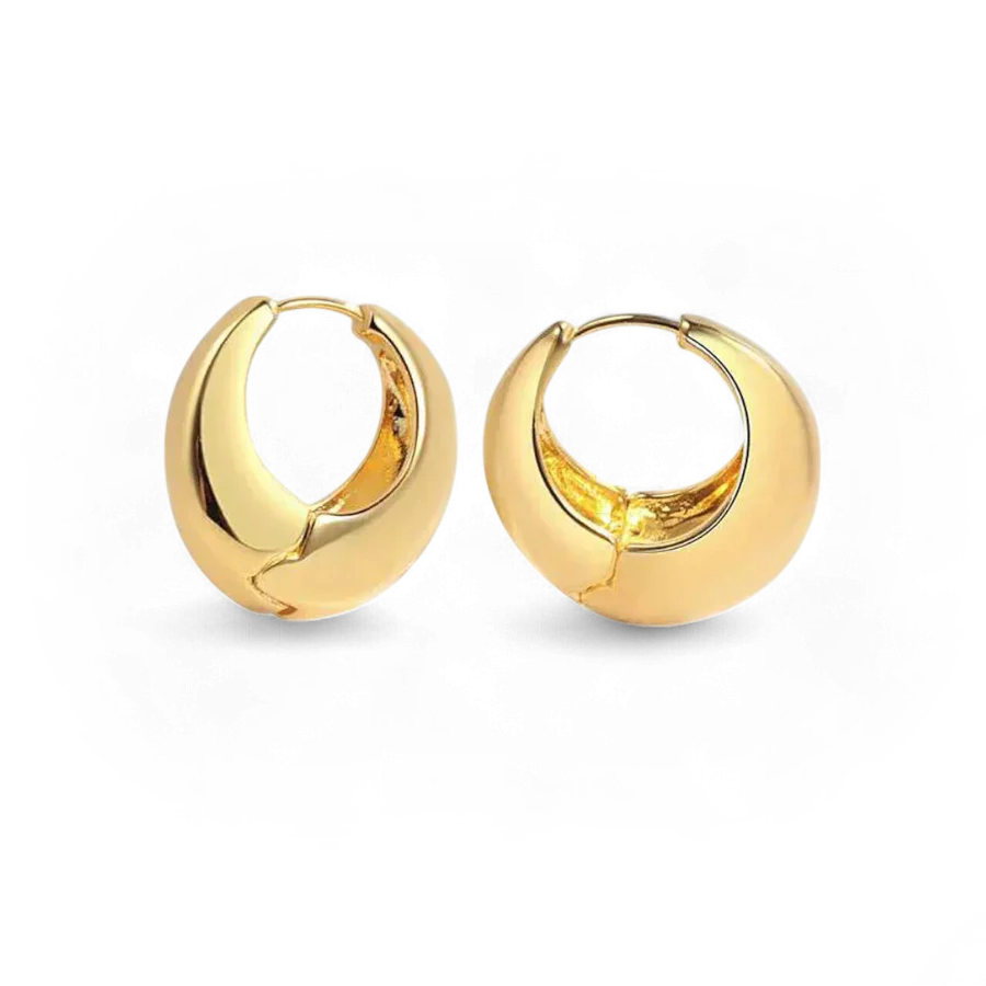 Chunky Round Dome Huggie Earrings - Image 2