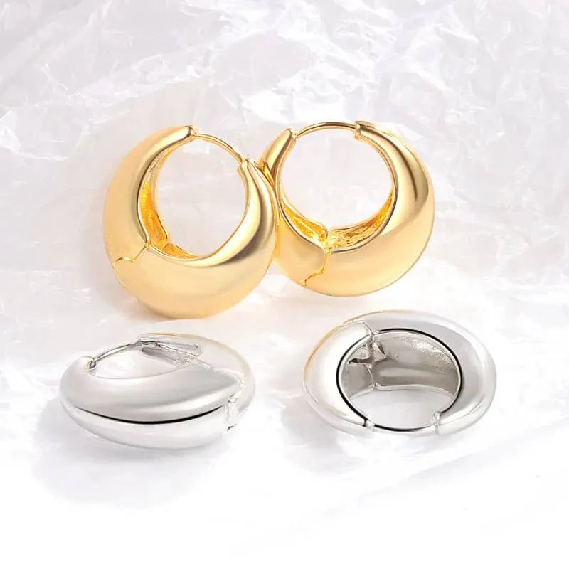 Chunky Round Dome Huggie Earrings - Image 8