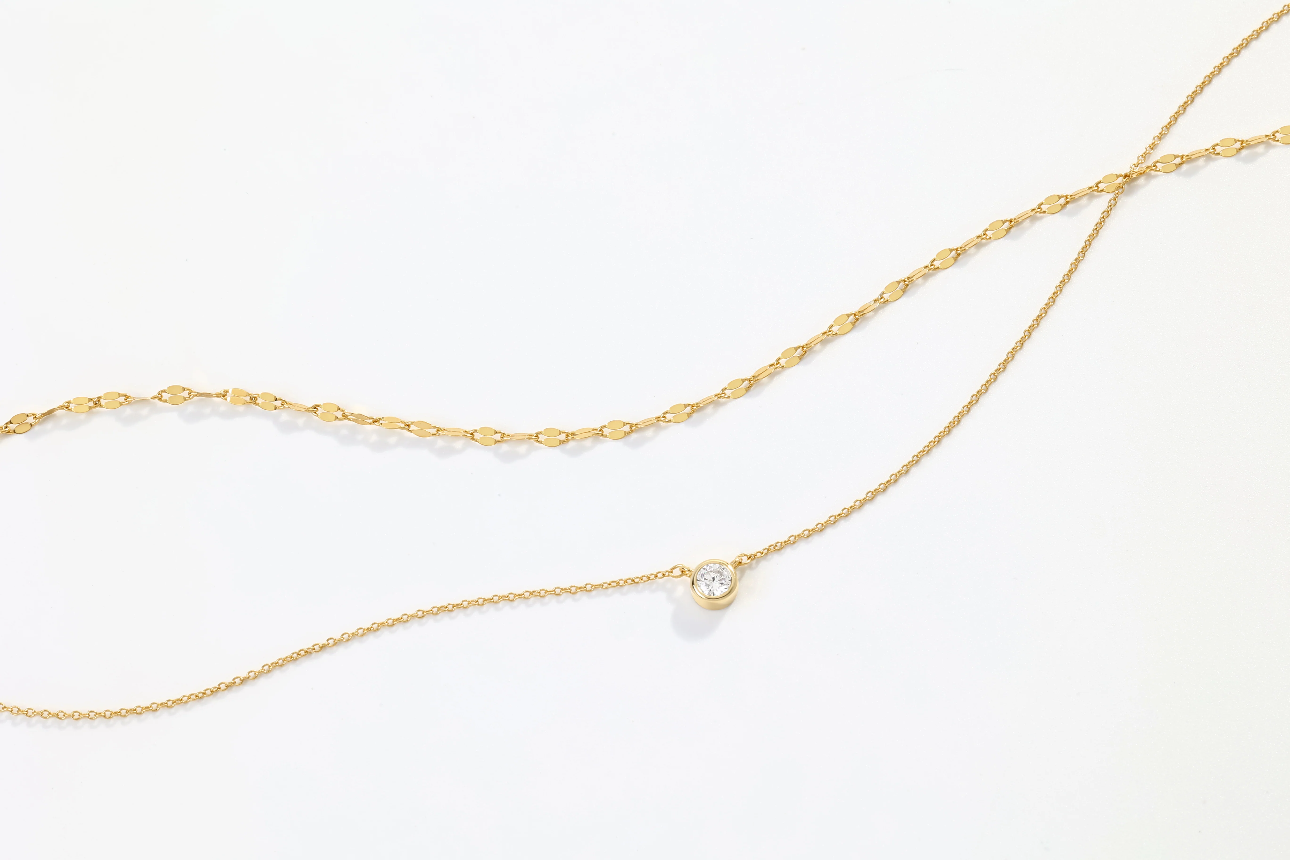 Classic Bezel Necklace and Petal Chain Set - Image 3
