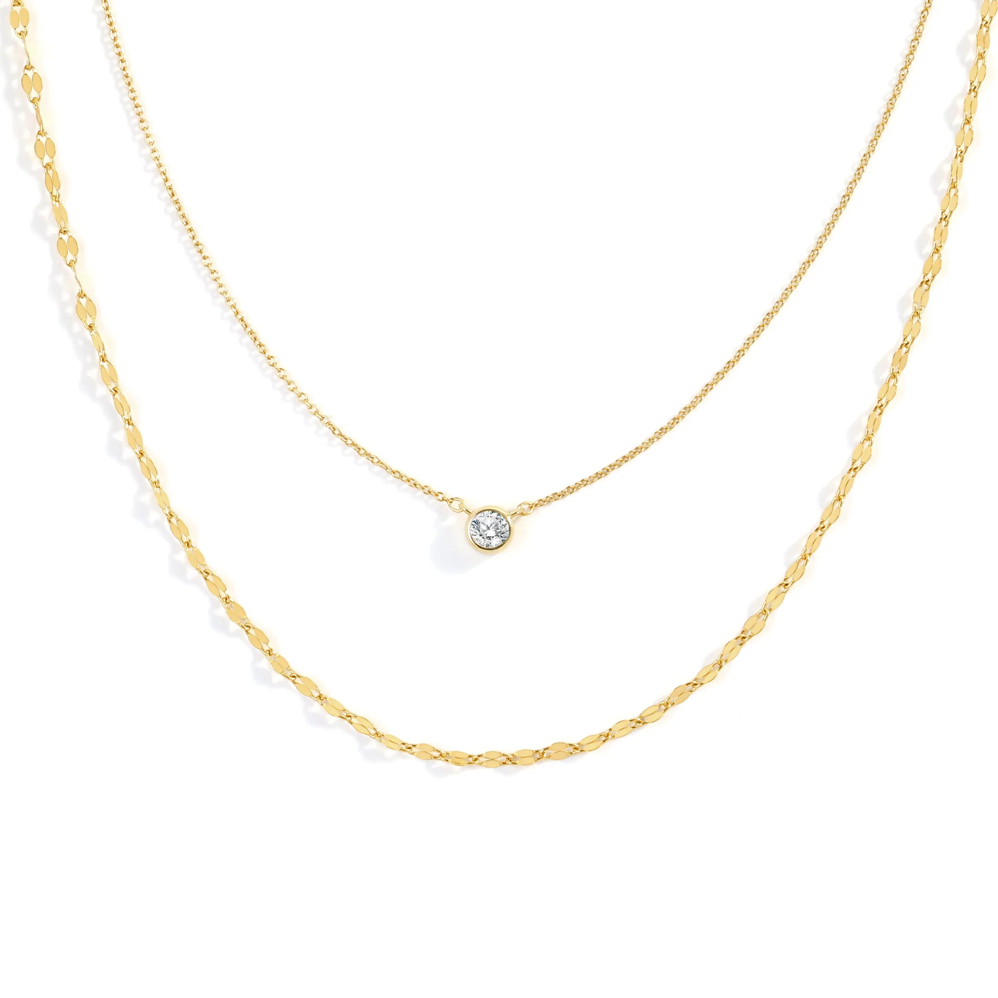 Classic Bezel Necklace and Petal Chain Set - Image 8