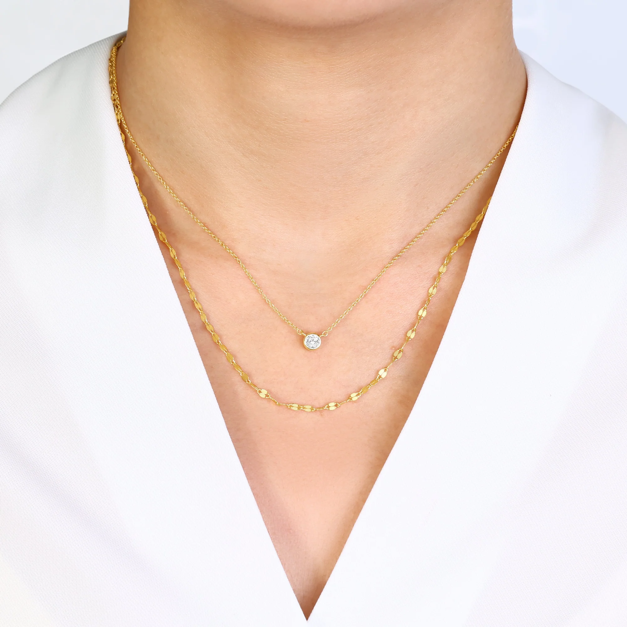 Classic Bezel Necklace and Petal Chain Set - Image 9
