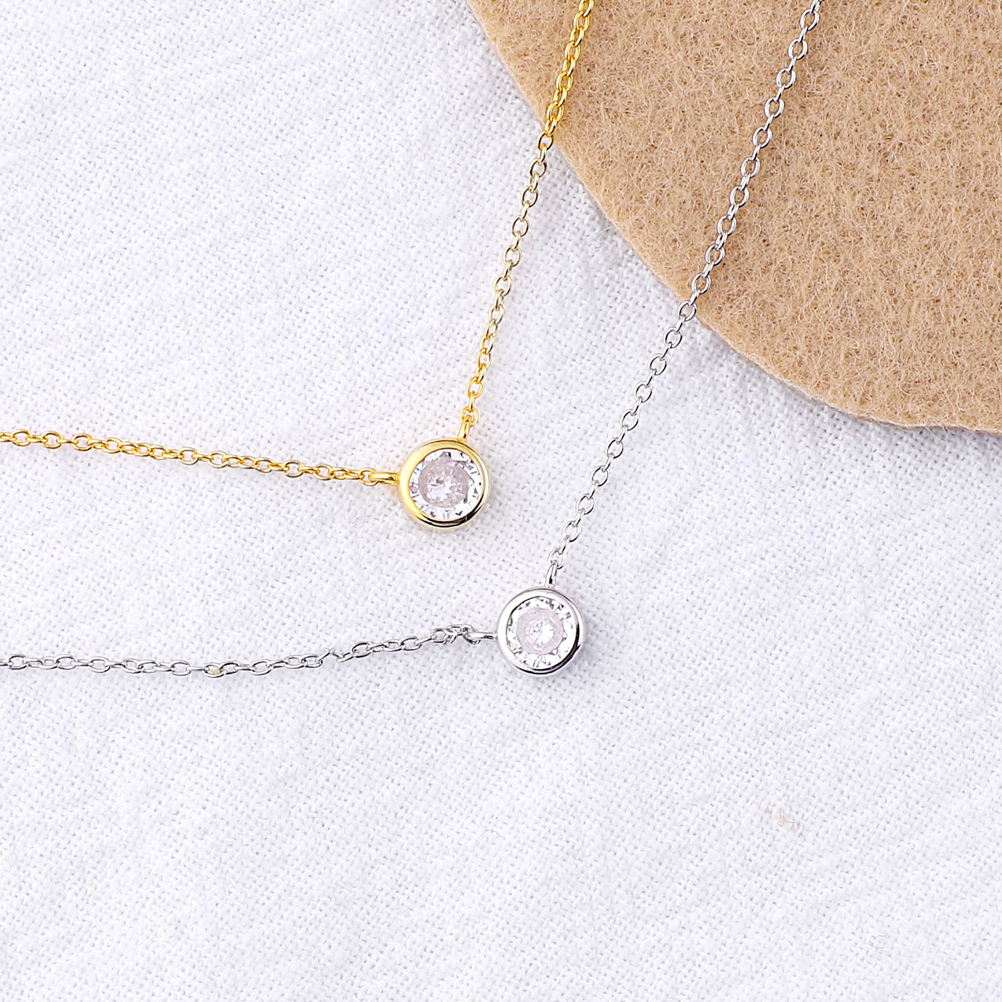 Classic Bezel Set Solitaire Necklace - Image 5