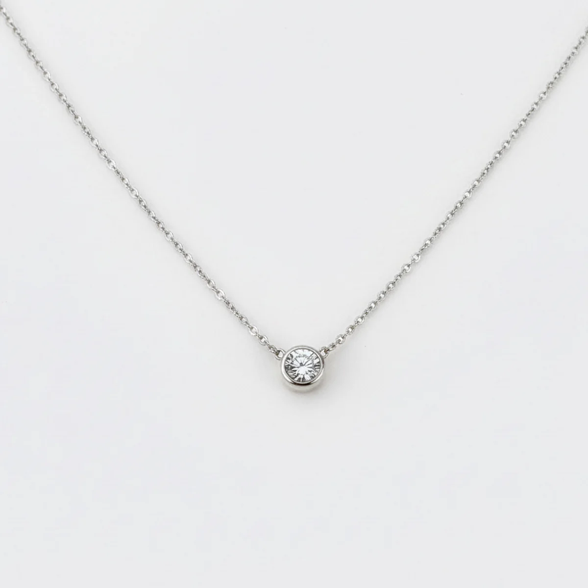 Classic Bezel Set Solitaire Necklace - Image 7