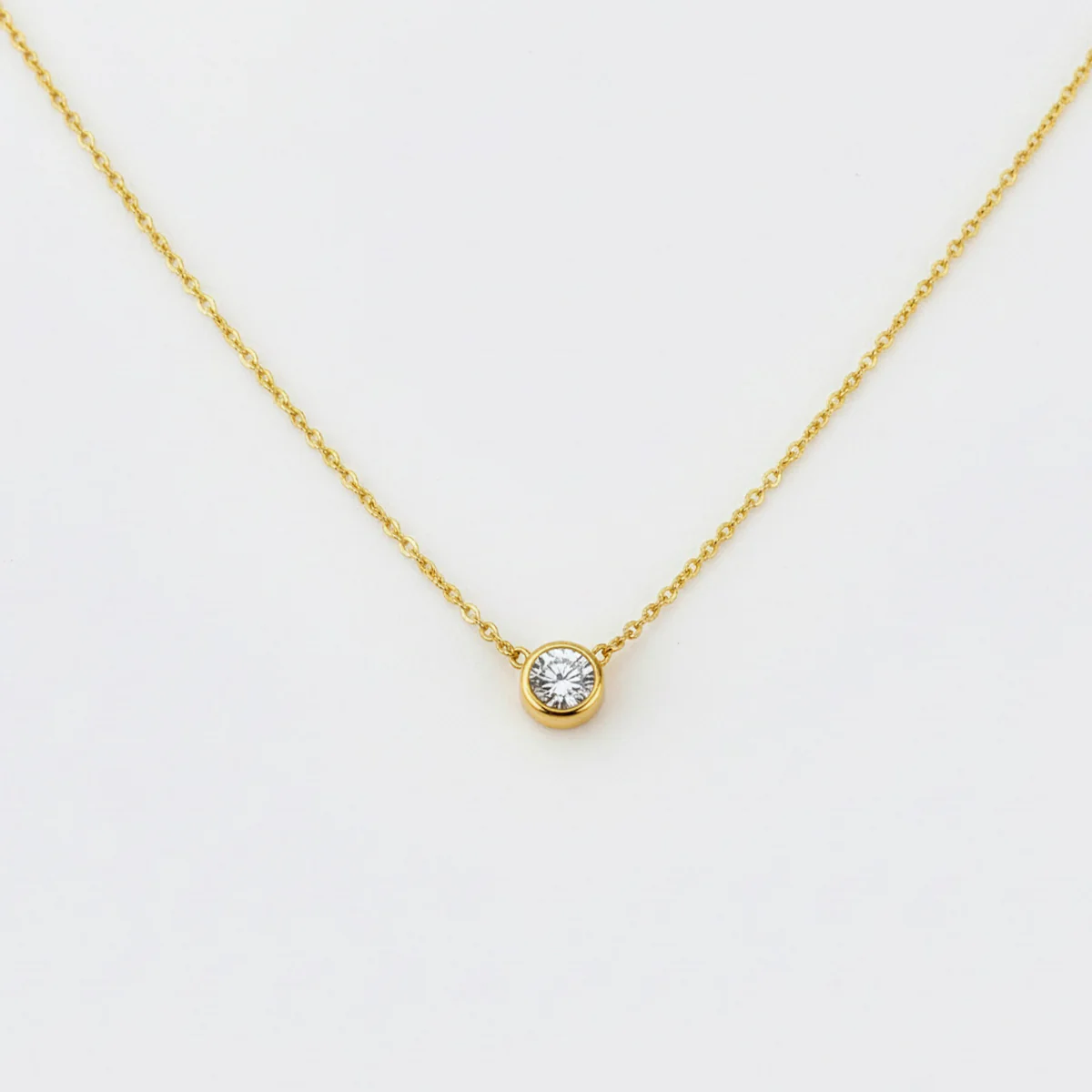 Classic Bezel Set Solitaire Necklace - Image 8