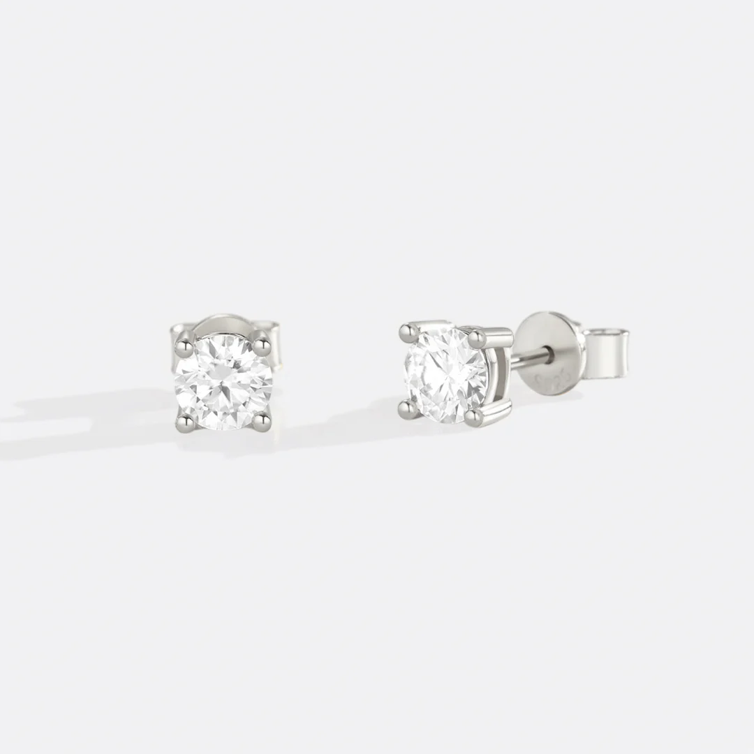 Classic Diamond Stud Earrings - Image 3