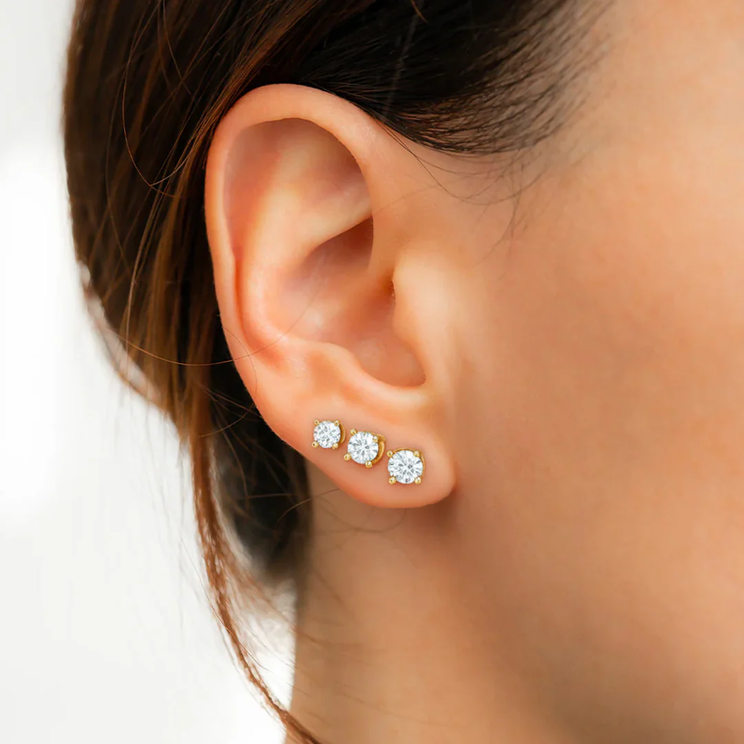 Classic Diamond Stud Earrings - Image 4