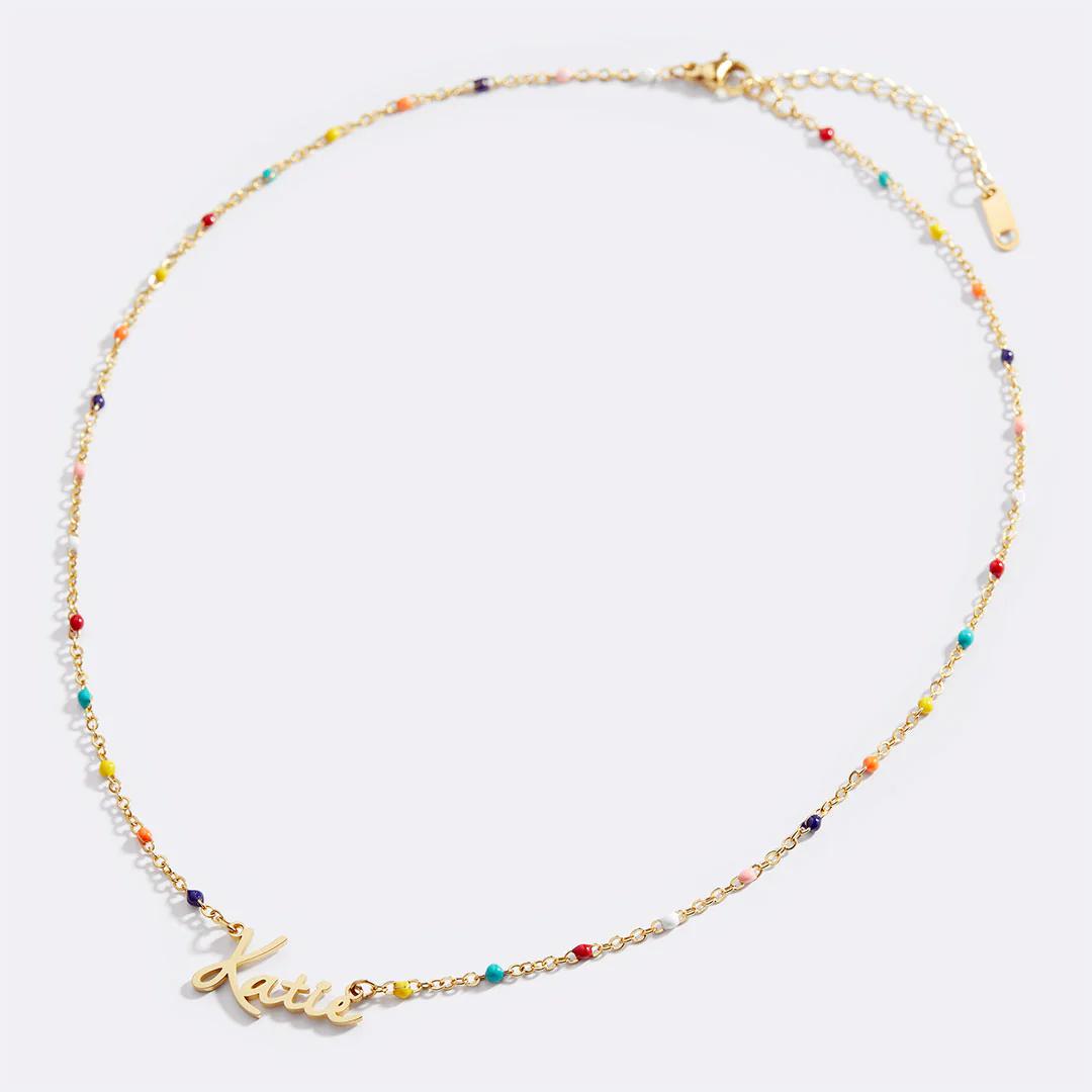 Colorful Beaded Fairy Name Necklace - Image 4