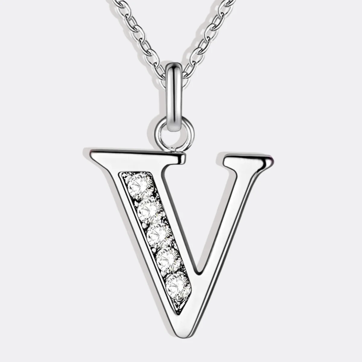 Crystal Accent Letter Satellite Necklace - Image 134