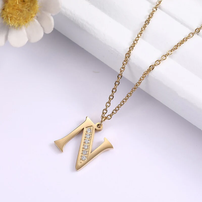 Crystal Accent Letter Satellite Necklace - Image 36