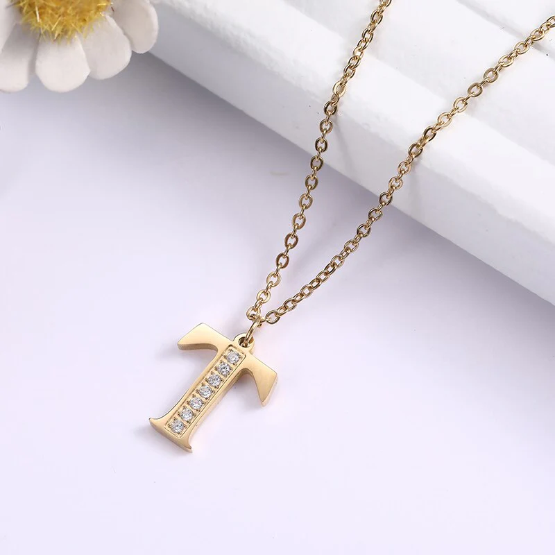 Crystal Accent Letter Satellite Necklace - Image 48