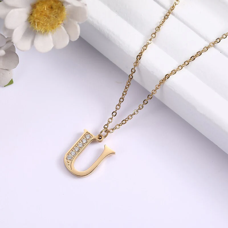 Crystal Accent Letter Satellite Necklace - Image 50
