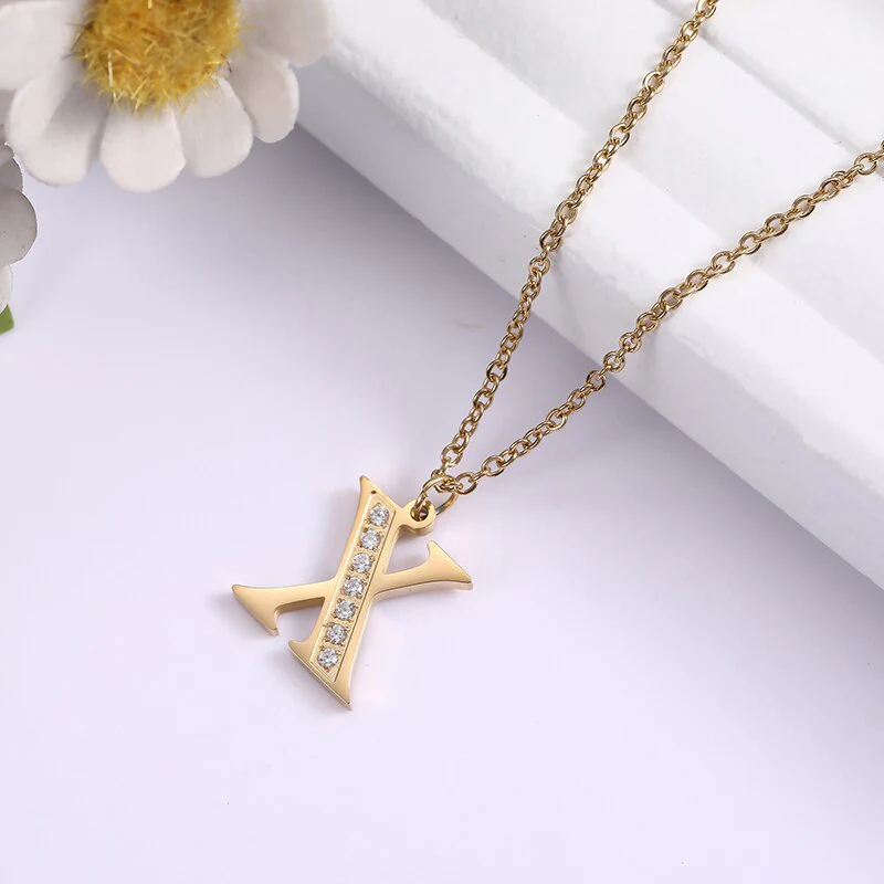 Crystal Accent Letter Satellite Necklace - Image 56