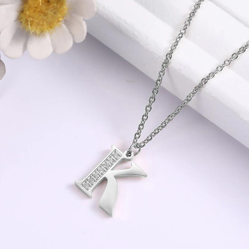 Crystal Accent Letter Satellite Necklace - Image 73