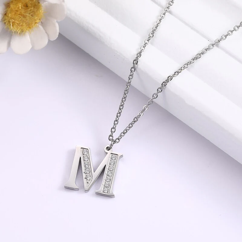 Crystal Accent Letter Satellite Necklace - Image 75