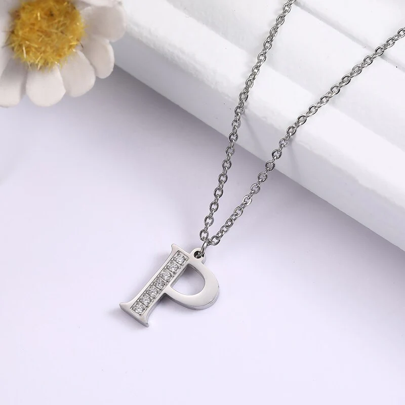 Crystal Accent Letter Satellite Necklace - Image 78