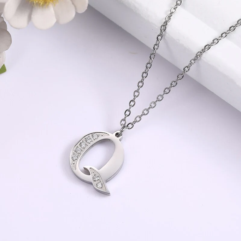 Crystal Accent Letter Satellite Necklace - Image 79