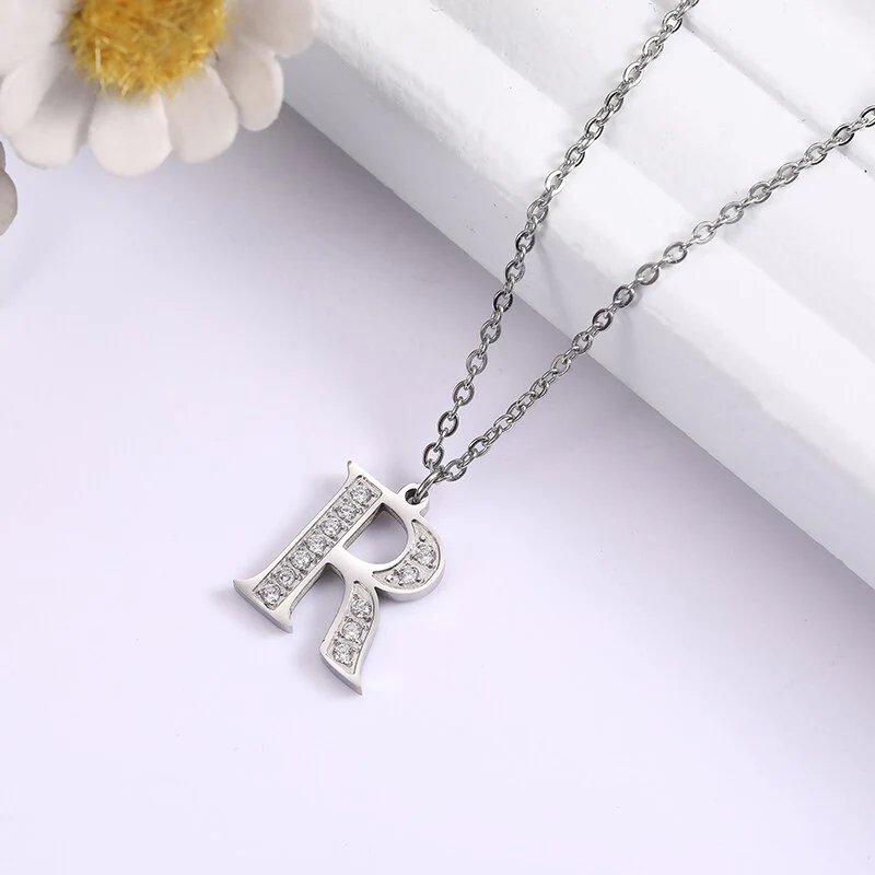 Crystal Accent Letter Satellite Necklace - Image 80