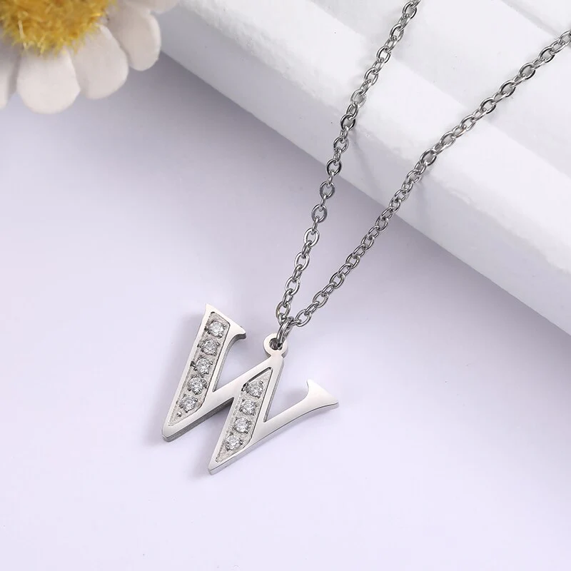 Crystal Accent Letter Satellite Necklace - Image 84
