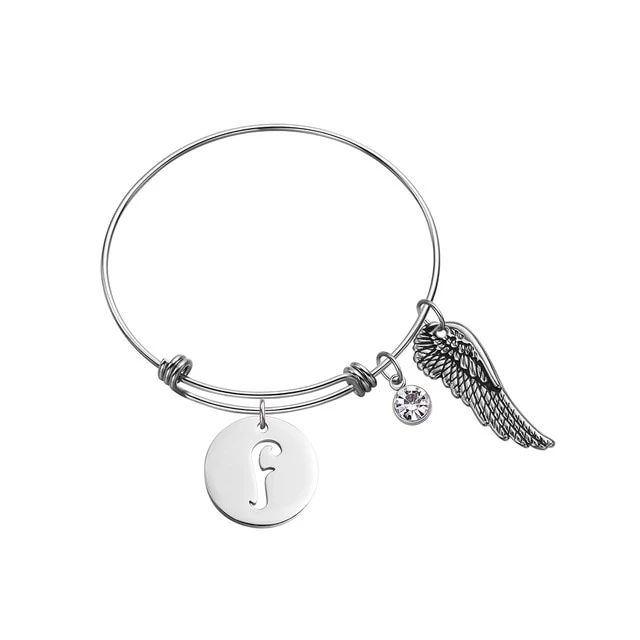 Custom Initial Guardian Angel's Wing Bracelet - Image 7