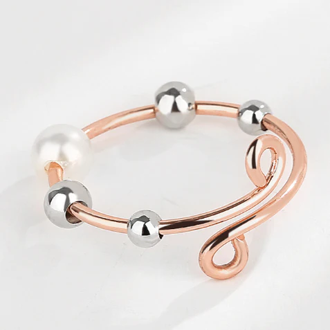 Dainty Adjustable Opal Fidget Ring - Image 6