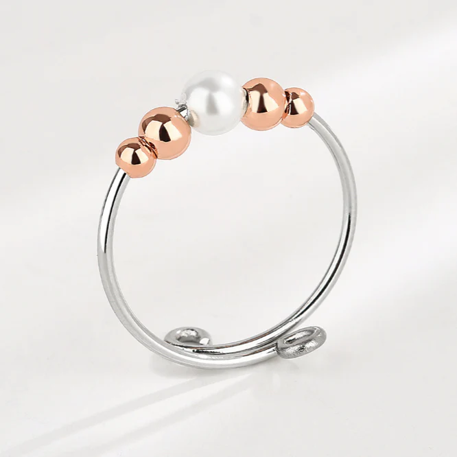 Dainty Adjustable Opal Fidget Ring - Image 8