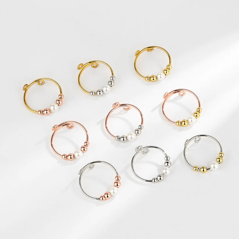 Dainty Adjustable Opal Fidget Ring - Image 9
