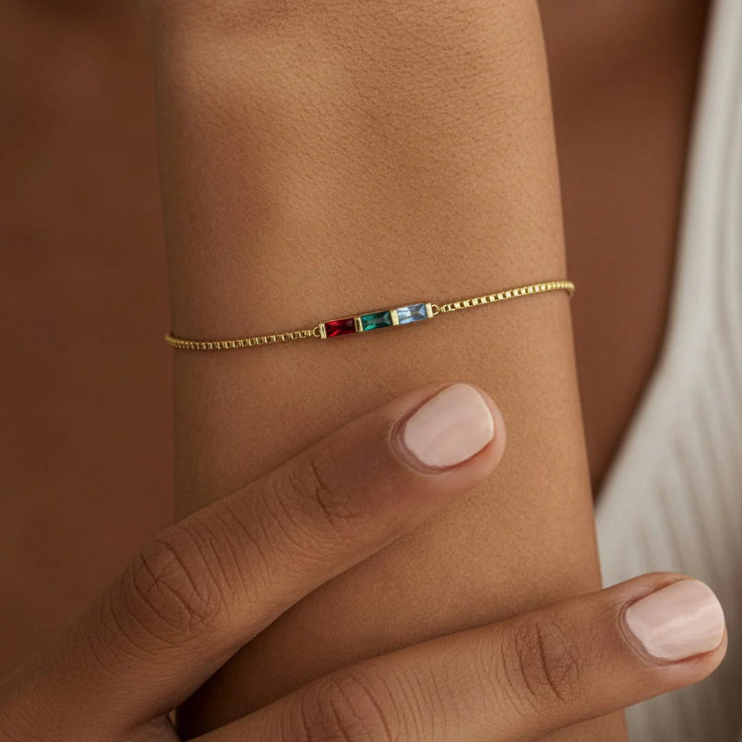 Dainty Baguette Birthstone Bracelet - Image 28