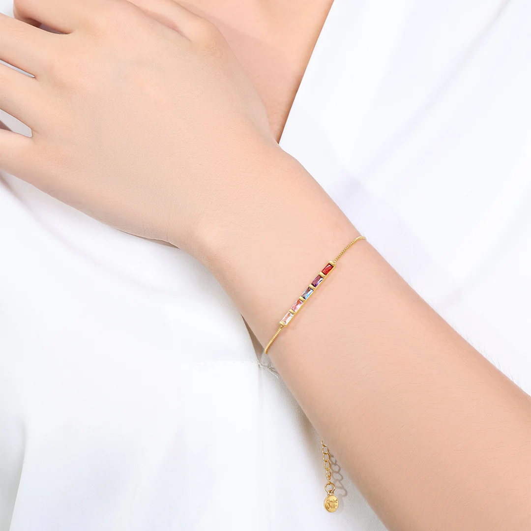Dainty Baguette Birthstone Bracelet - Image 6