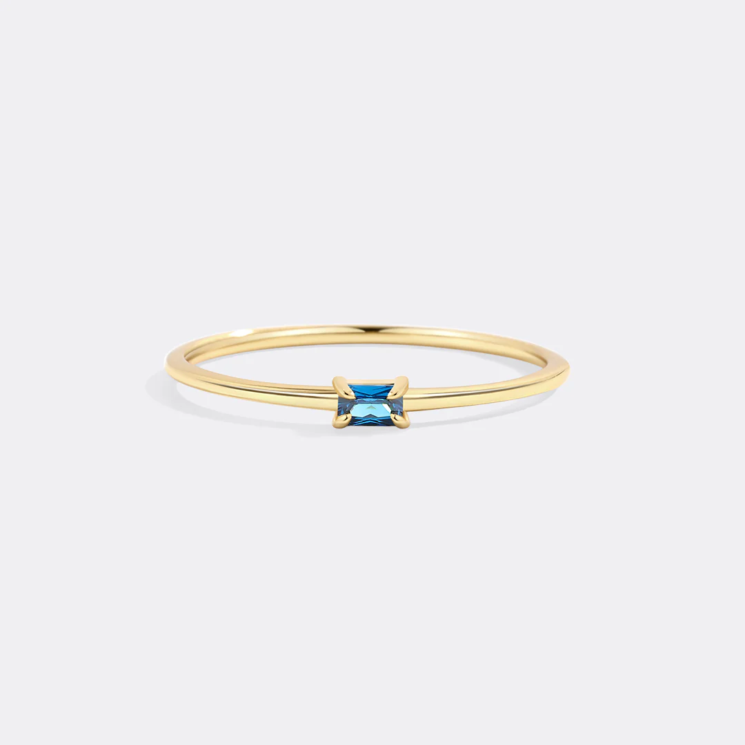 Dainty Baguette Birthstone Stacking Ring - Image 13