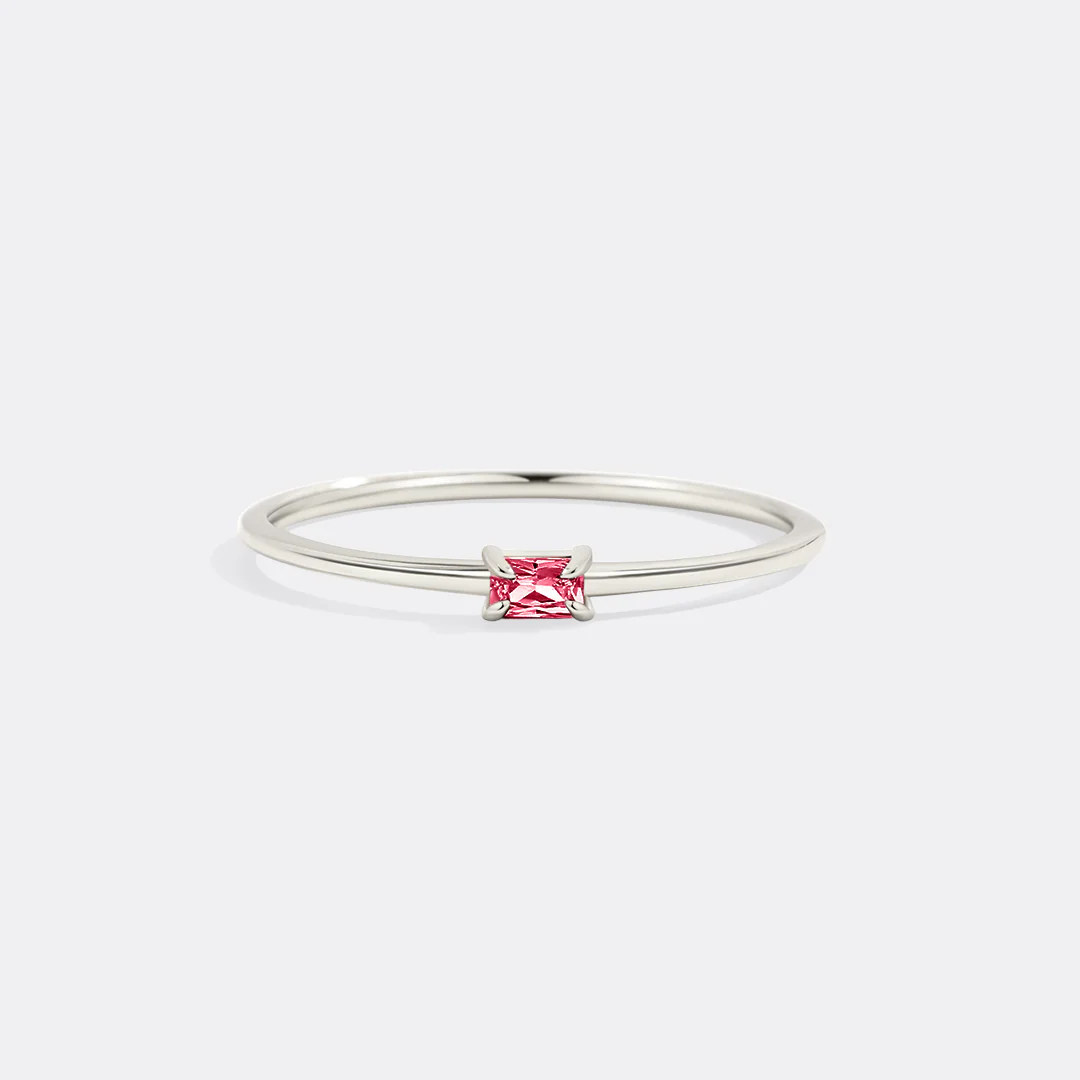 Dainty Baguette Birthstone Stacking Ring - Image 29