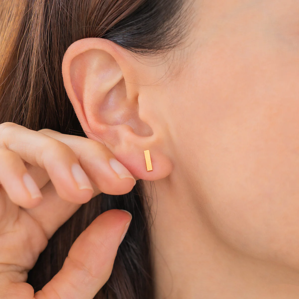 Dainty Bar Stud Earrings - Image 3