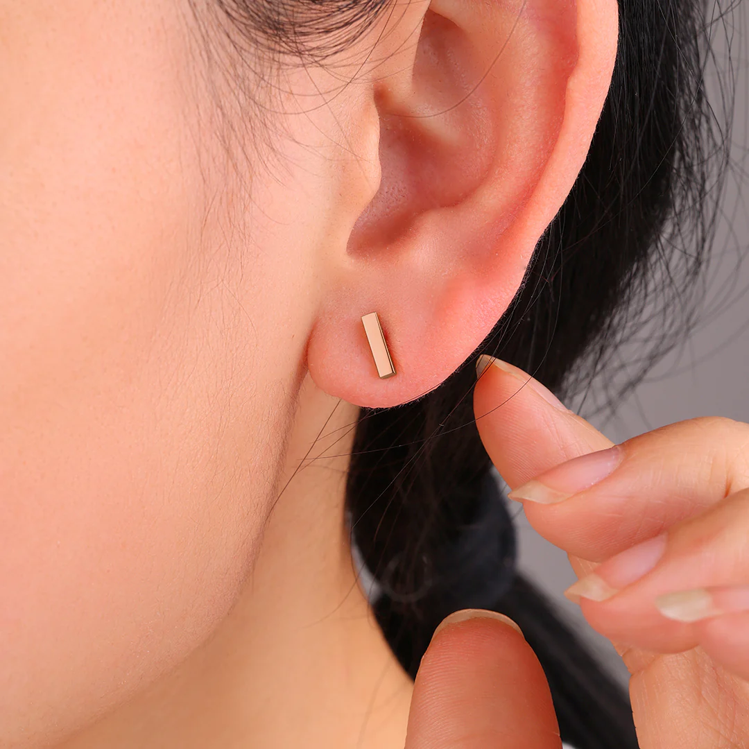 Dainty Bar Stud Earrings - Image 4