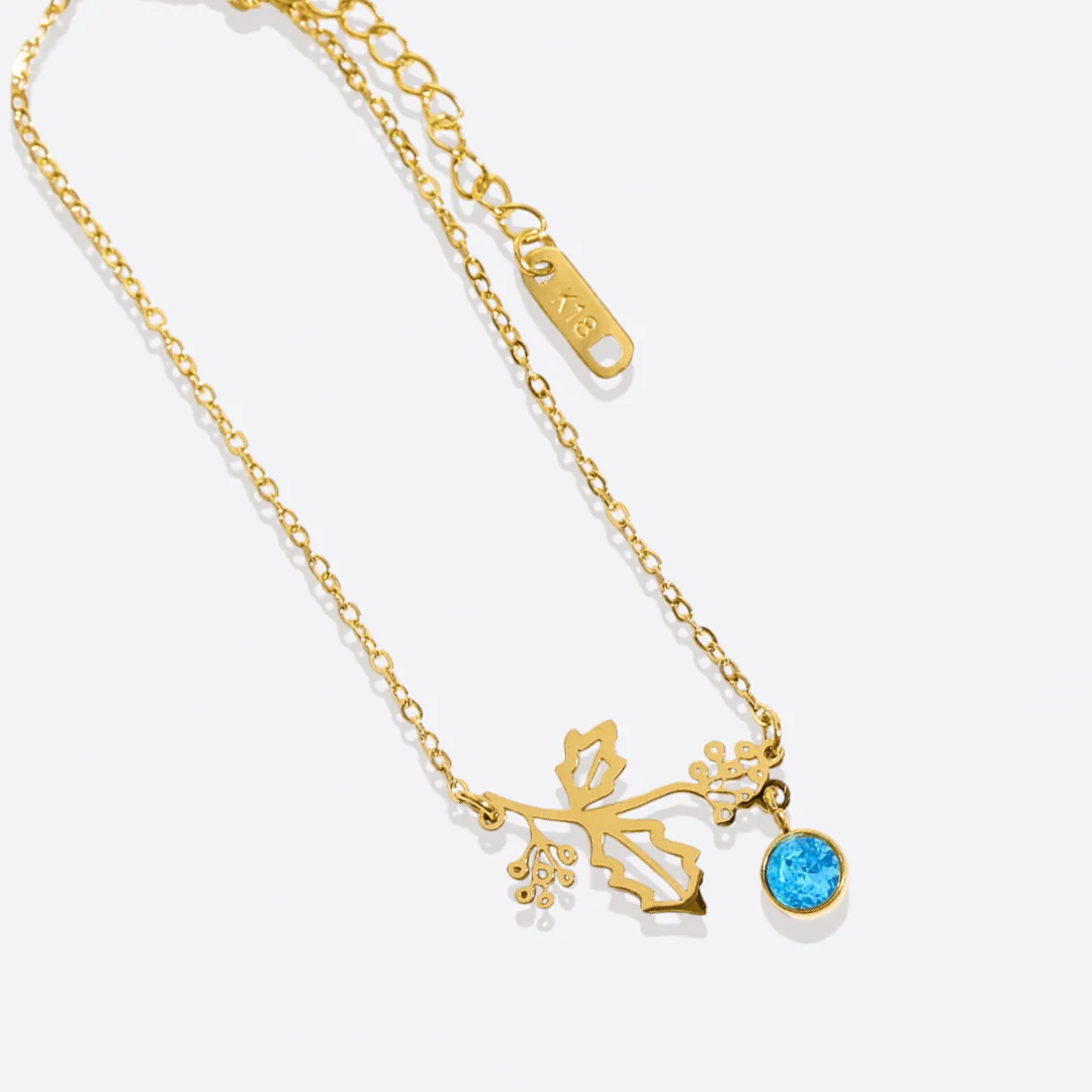 Dainty Birth Flower Bracelet with Birthstone Charm - Image 20