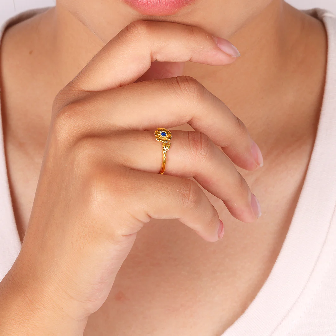 Dainty Gold Birth Flower Ring - Image 25