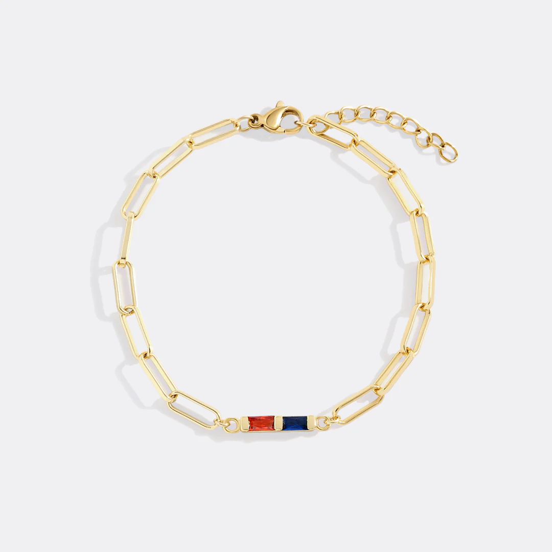 Dainty Birthstone Baguette Paperclip Bracelet - Image 5