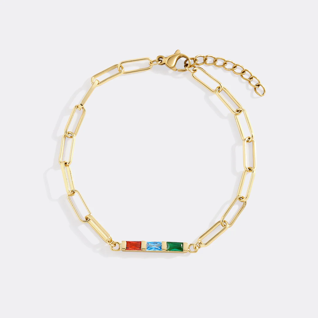Dainty Birthstone Baguette Paperclip Bracelet - Image 7