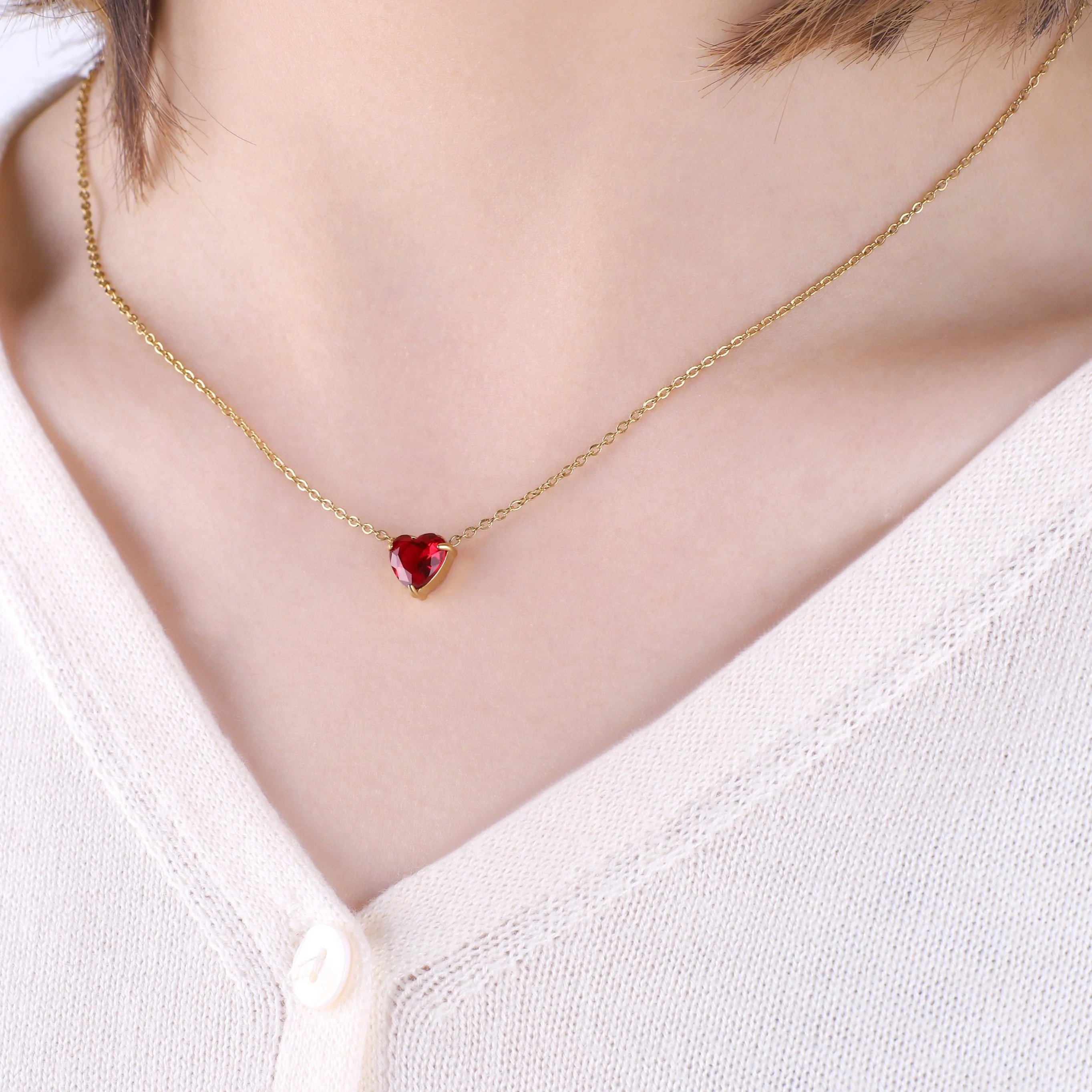 Dainty Birthstone Heart Necklace - Image 17