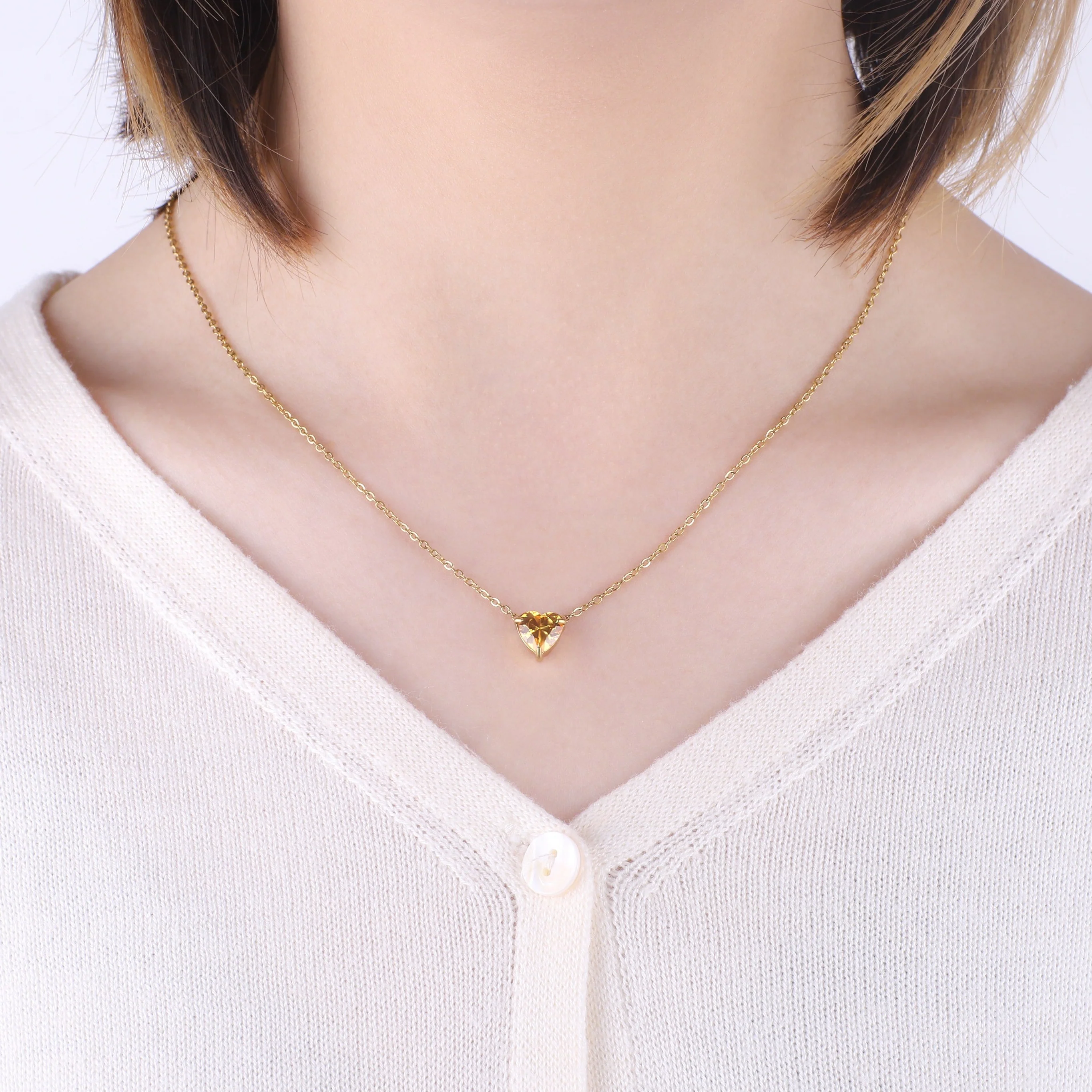 Dainty Birthstone Heart Necklace - Image 22