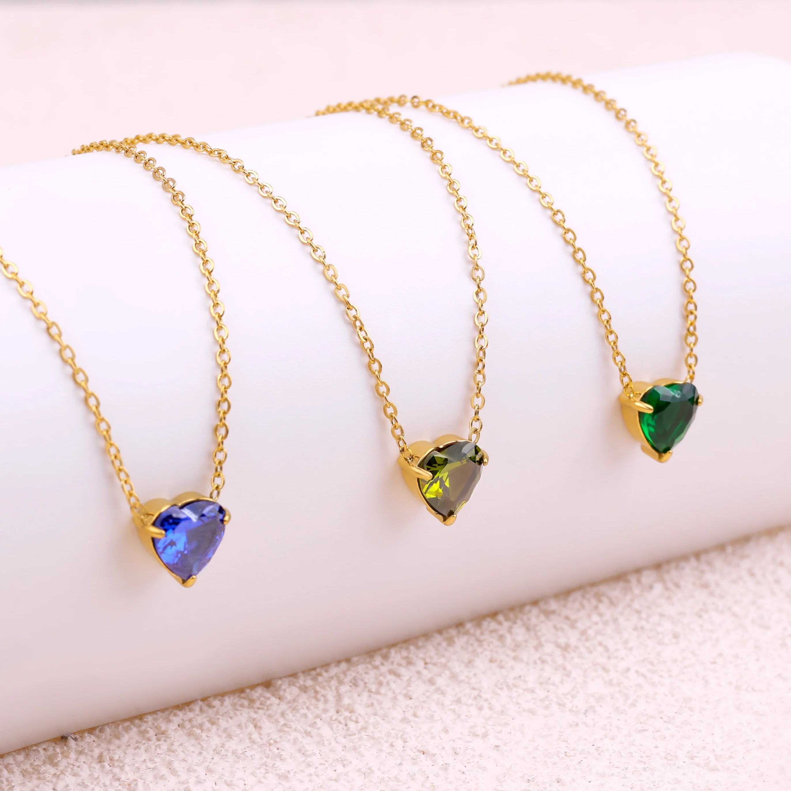 Dainty Birthstone Heart Necklace - Image 8