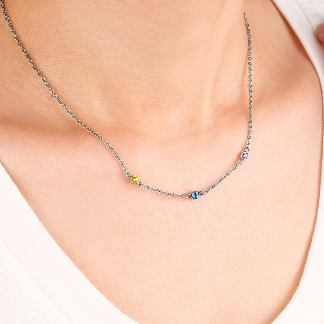 Dainty Birthstone Station Necklace - Image 10
