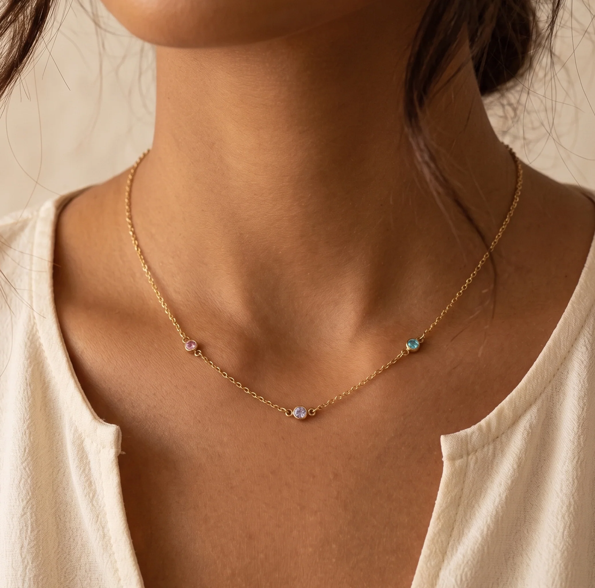Dainty Birthstone Station Necklace - Image 12