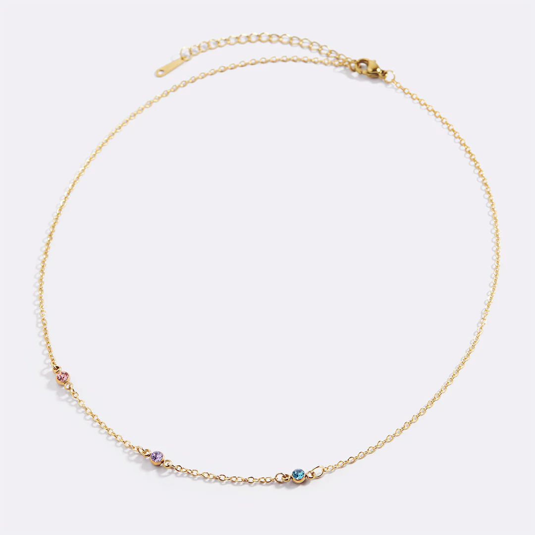 Dainty Birthstone Station Necklace - Image 4