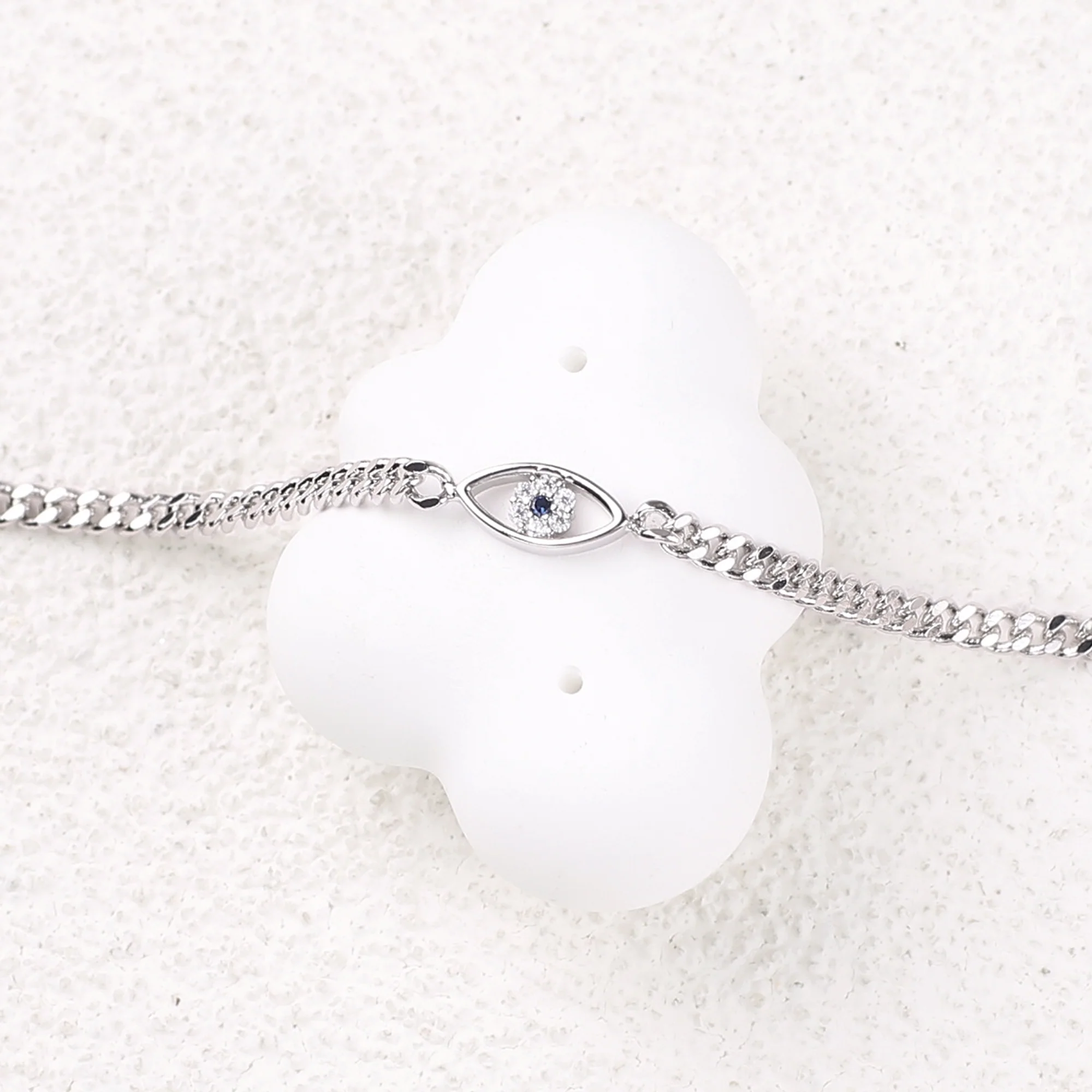 Dainty Cuban Link Chain Evil Eye Bracelet - Image 18