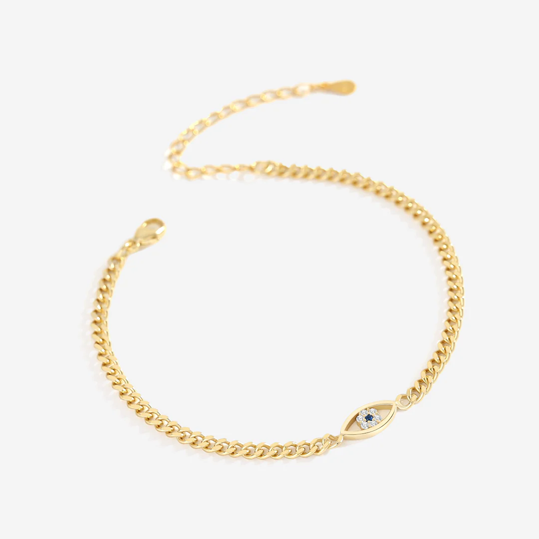 Dainty Cuban Link Chain Evil Eye Bracelet - Image 20