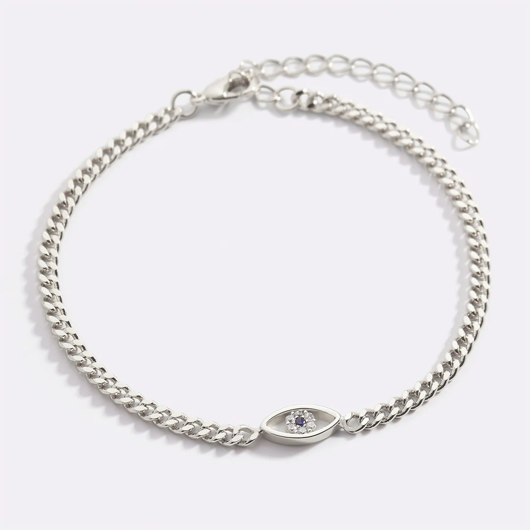 Dainty Cuban Link Chain Evil Eye Bracelet - Image 26