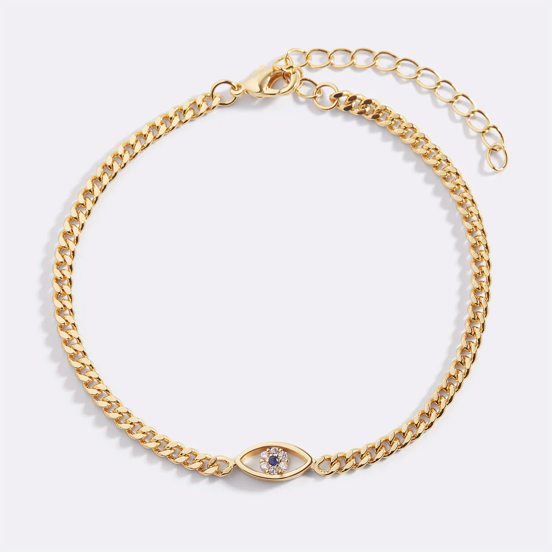 Dainty Cuban Link Chain Evil Eye Bracelet - Image 30