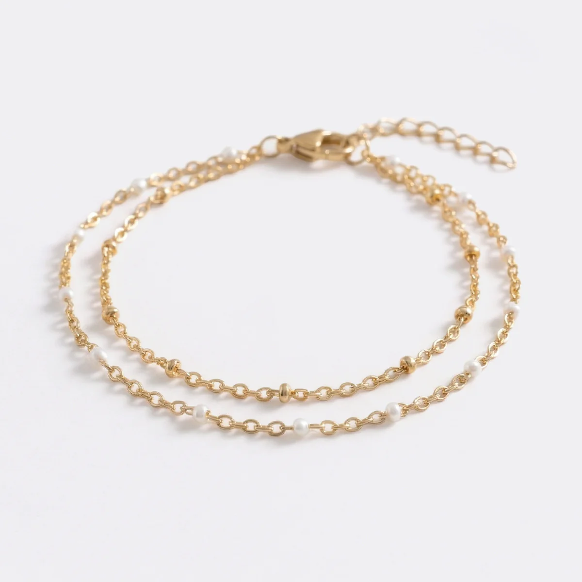 Dainty Double Chain Beaded Bracelet - Image 12