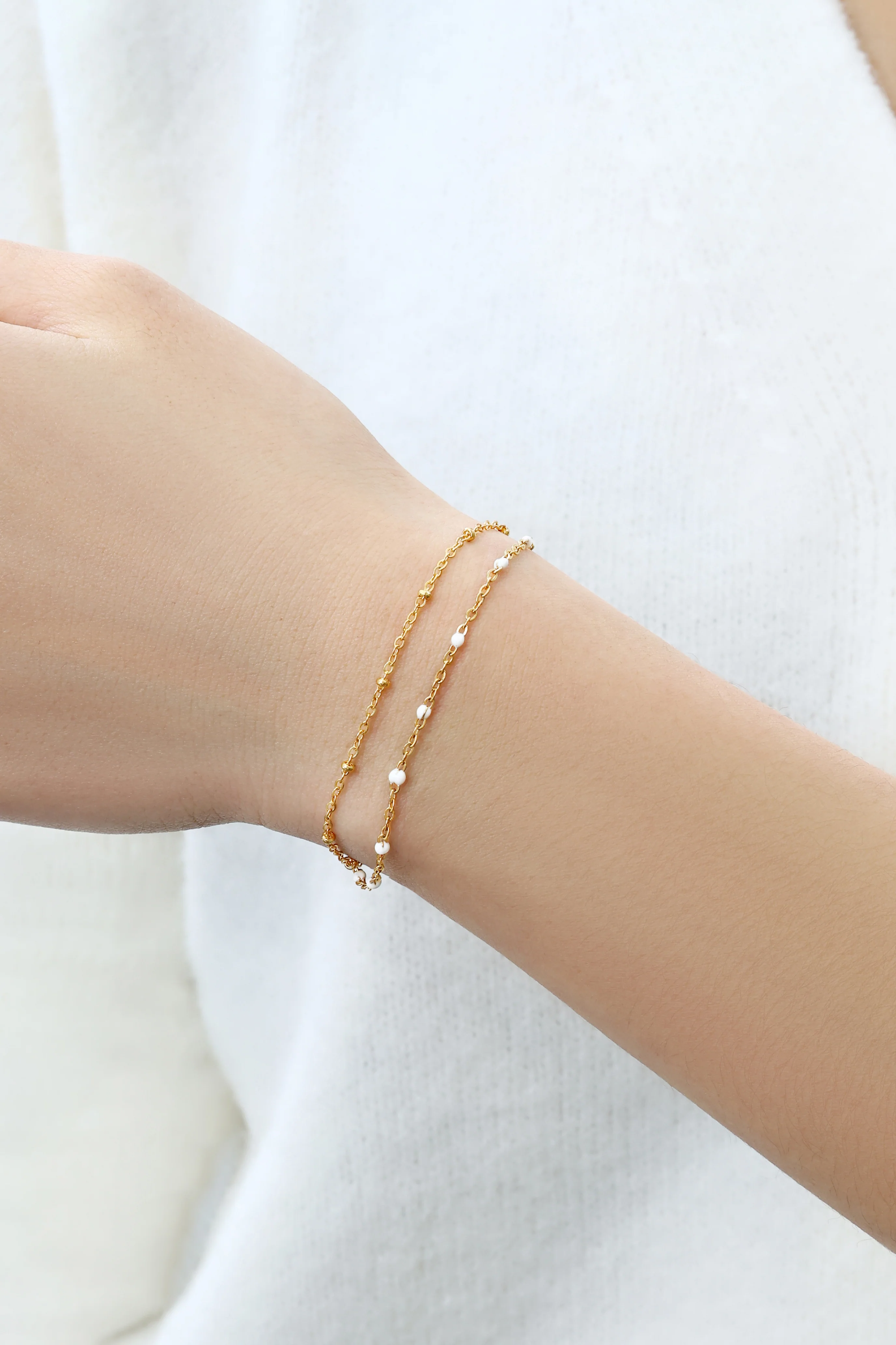 Dainty Double Chain Beaded Bracelet - Image 8